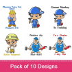 Blue Collar Jobs 4 embroidery design pack