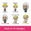 Working Kids 1 embroidery design pack
