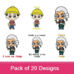 Working Kids embroidery design pack