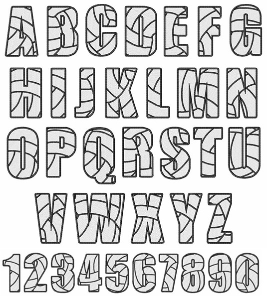 Home Format Fonts Embroidery Font VOLLEYBALL Font from Embroidery Patterns