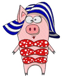 Pig In A Bikini Embroidery Design AnnTheGran