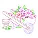 Wheelbarrow & Flowers embroidery design