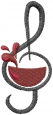 Wine Music Note embroidery design
