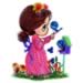 Little Miss with Birds embroidery design