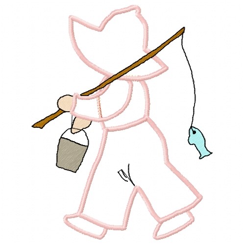 Outlines Embroidery Design Boy Fishing Applique from AnnTheGran