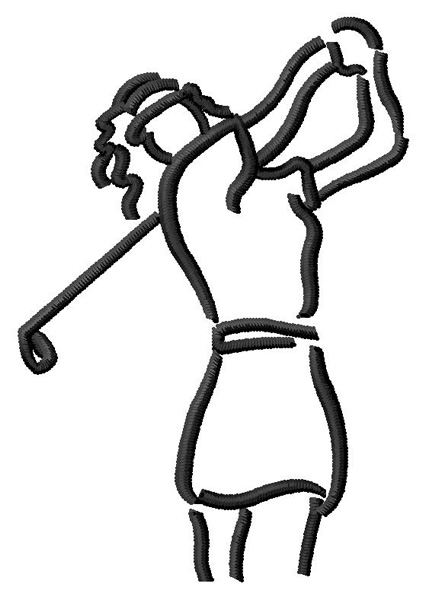 Outlines Grand Slam Designs Embroidery Design Female Golfer Outline 