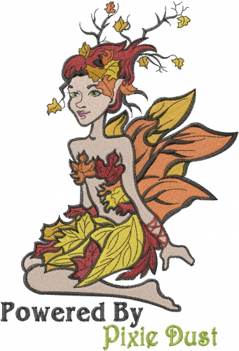 Fantasy embroidery design autumn fairy pixie dust from machine Fantasy embroidery design autumn fairy pixie dust from machine