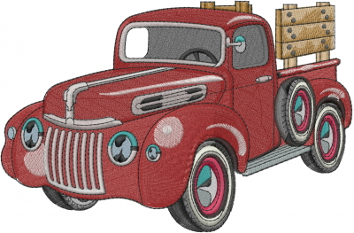 Transportation Embroidery Design Vintage Truck From Machine Embroidery