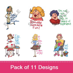 Funny Cartoon Women Embroidery Designs | AnnTheGran.com