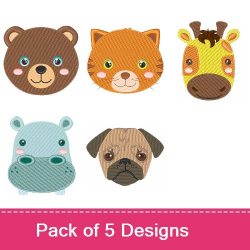 Adorable Animal Heads Embroidery Designs AnnTheGran Animal faces embroidery design pack by bella mia designs animals