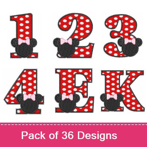 Minnie Mouse Font Embroidery Designs 