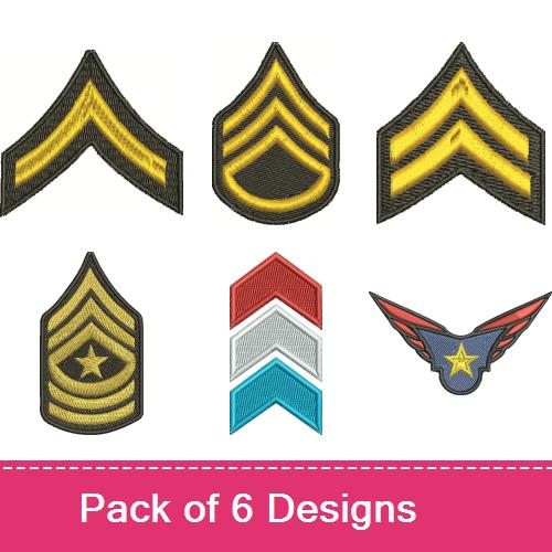 Military Rank Patches Embroidery Designs 