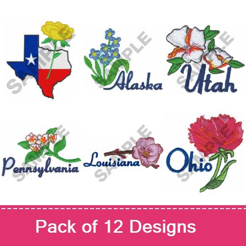 Realistic State Flowers Embroidery Designs AnnTheGran