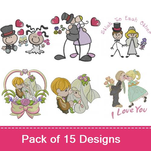 Happy Wedding Couples Embroidery Designs AnnTheGran