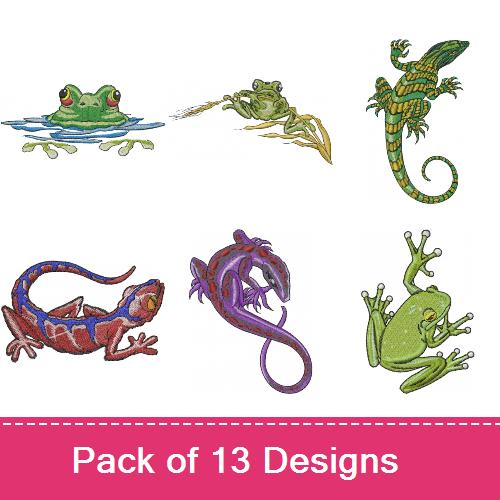 Cute Reptiles & Amphibians Embroidery Designs AnnTheGran