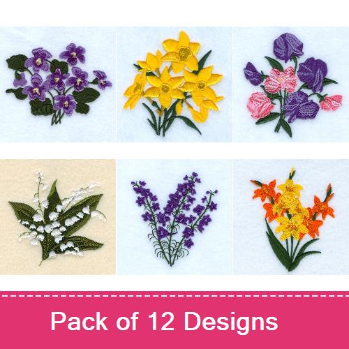 Flowers of the Month Embroidery Designs AnnTheGran