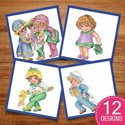 Toddlers with Toys Embroidery Designs AnnTheGran