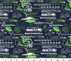 Fabric Traditions NFL Cotton Broadcloth Seattle Seahawks, Yard, Multi