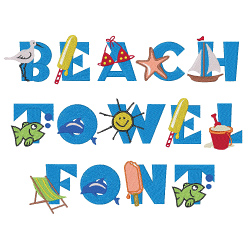 BEACH TOWEL Font Embroidery Font | AnnTheGran