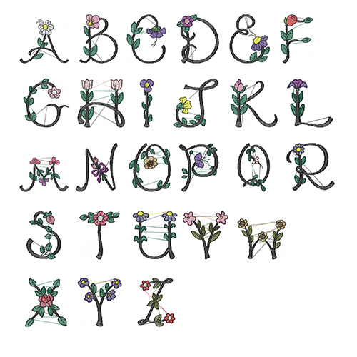 Floral alphabet Embroidery Font | AnnTheGran