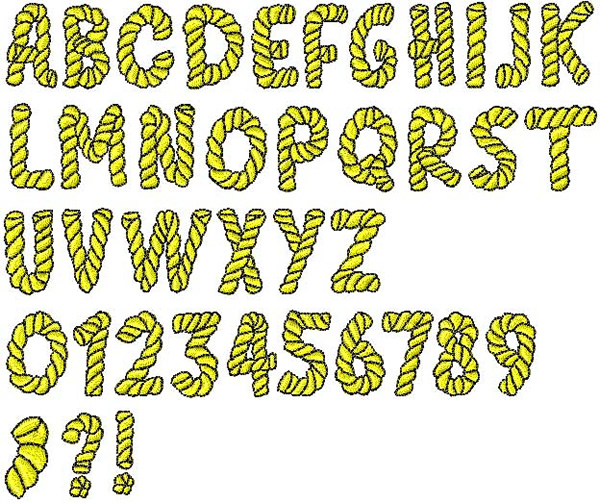 Alpha Rope Embroidery Font AnnTheGran