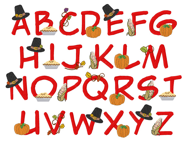 Styles Embroidery Font: Thanksgiving Font from Concord Collections