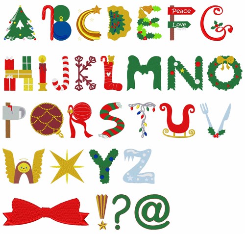 Home Format Fonts Embroidery Font: JB Christmas Font from DayDream Designs