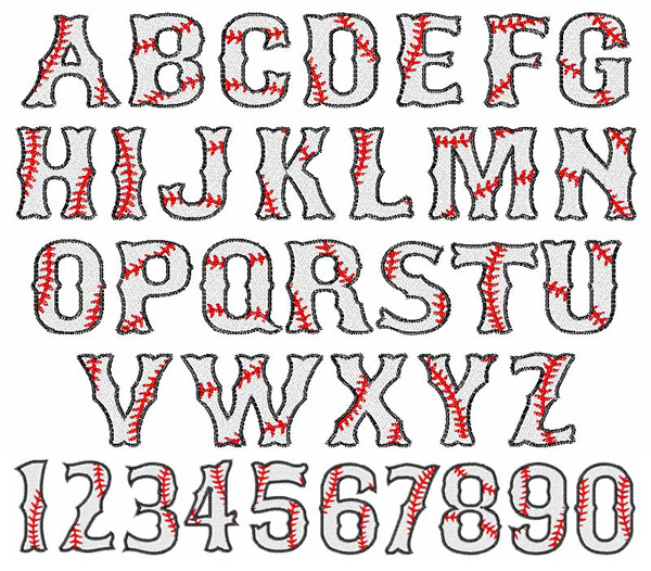 Home Format Fonts Embroidery Font: BASEBALL Font from Embroidery Patterns