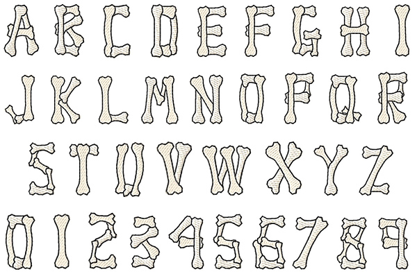 Bones Alphabet Embroidery Font AnnTheGran
