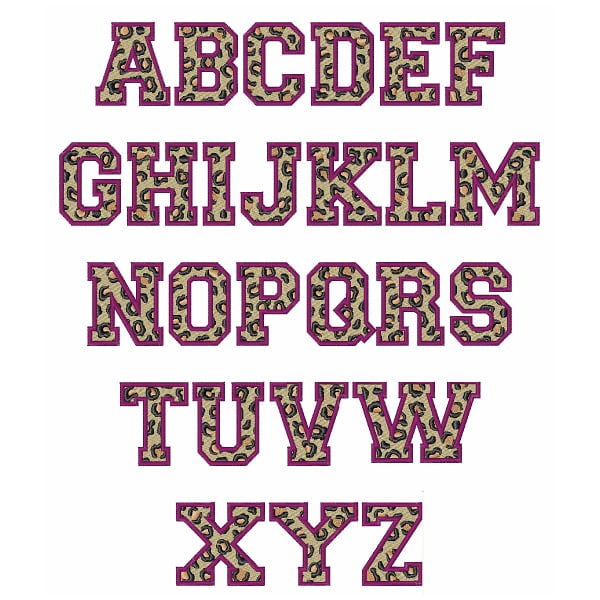 Home Format Fonts Embroidery Font: Leopard from Great Notions