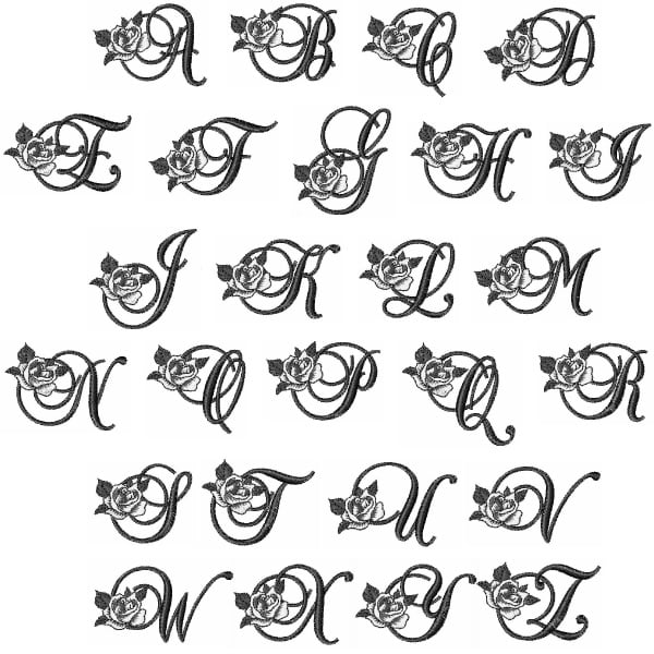 Rose Monogram Font Embroidery Font | AnnTheGran