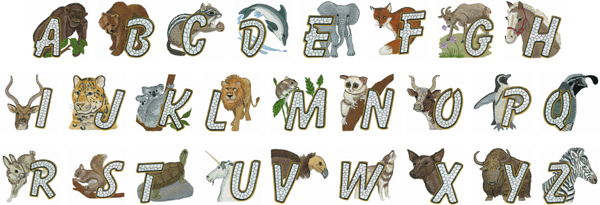 WILDLIFE ALPHABET Embroidery Font | AnnTheGran