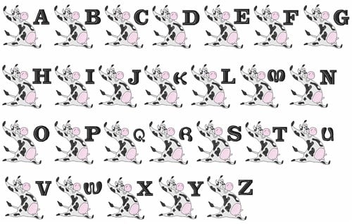 Download DD Cow Alphabet Embroidery Font | AnnTheGran