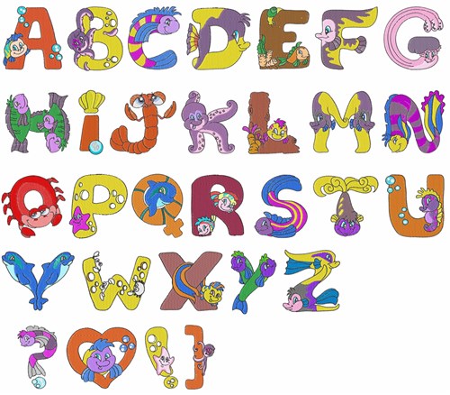 Sea World Alphabet Embroidery Font | AnnTheGran