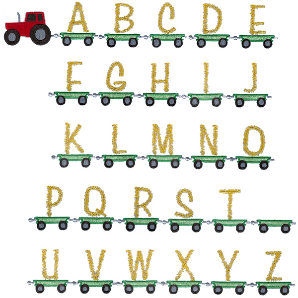 Tractor Alphabet Embroidery Font AnnTheGran