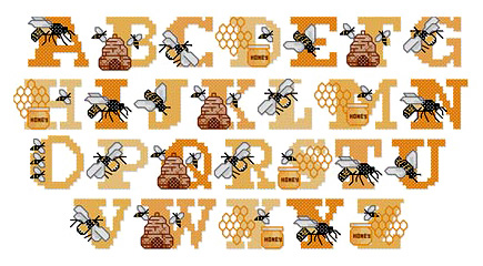 bee alphabet embroidery font annthegran