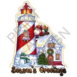 Christmas Lighthouse Vector Illustration | AnnTheGran.com