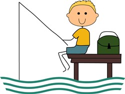 STICK BOY FISHING Vector Illustration