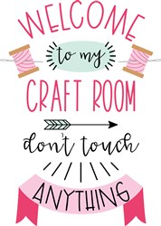 Welcome To My Craft Room Vector Illustration | AnnTheGran.com