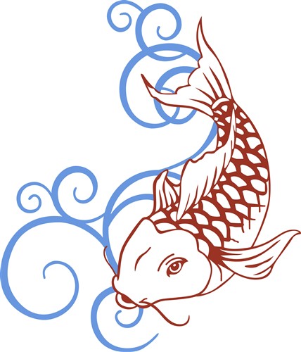 Download KOI FISH OUTLINE WATER SWIRLS Vector Illustration | AnnTheGran