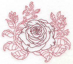 Redwork Single Rose Embroidery Design | AnnTheGran.com