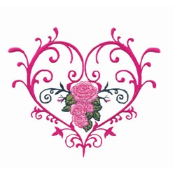 Scroll And Flower Heart Embroidery Design | AnnTheGran.com