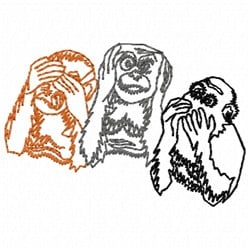 Free Wise Monkeys Embroidery Design | AnnTheGran