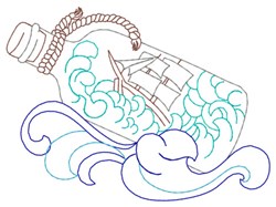 Ship In A Bottle Embroidery Design | AnnTheGran.com