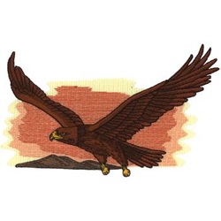 Golden Eagle Soaring Embroidery Design