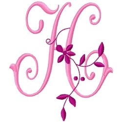 Floral Monogram H Embroidery Design | AnnTheGran.com