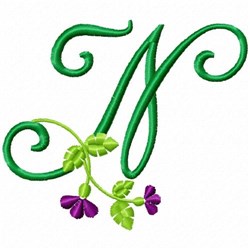 Floral Monogram N Embroidery Design | AnnTheGran.com