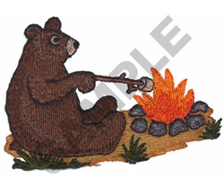 BEAR ROASTING MARSHMALLOWS Embroidery Design | AnnTheGran.com