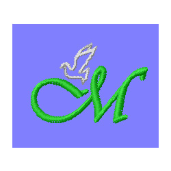 Dove Letter M Embroidery Design | AnnTheGran.com