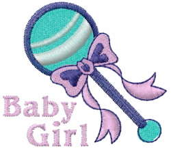 Girl Baby Rattle Embroidery Design | AnnTheGran.com